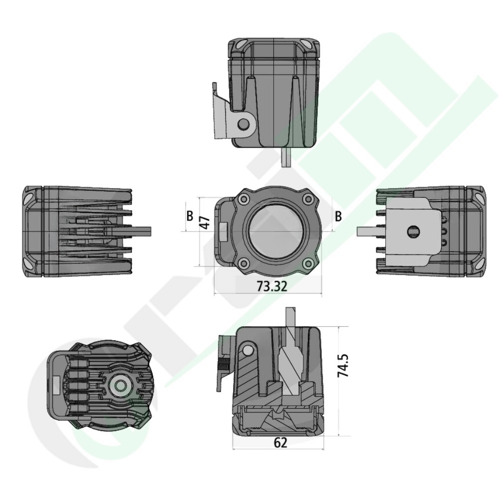 Proiettore di Lavoro LED 7070010446 | 10W | 12/24V | Illuminazione di Prossimità | IP6K9K