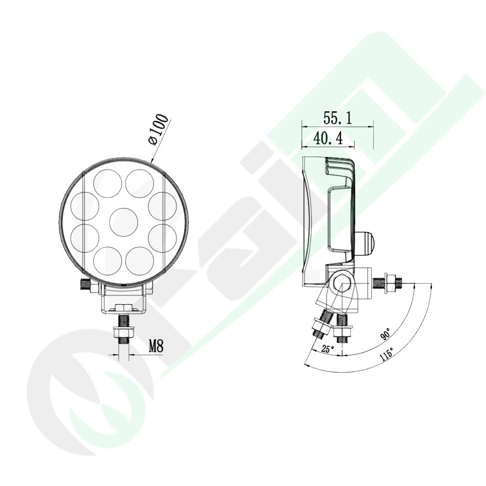 Proiettore Lavoro LED GRANIT 19175423 | 12/24V | 2380 lm | 20W | Interruttore Integrato