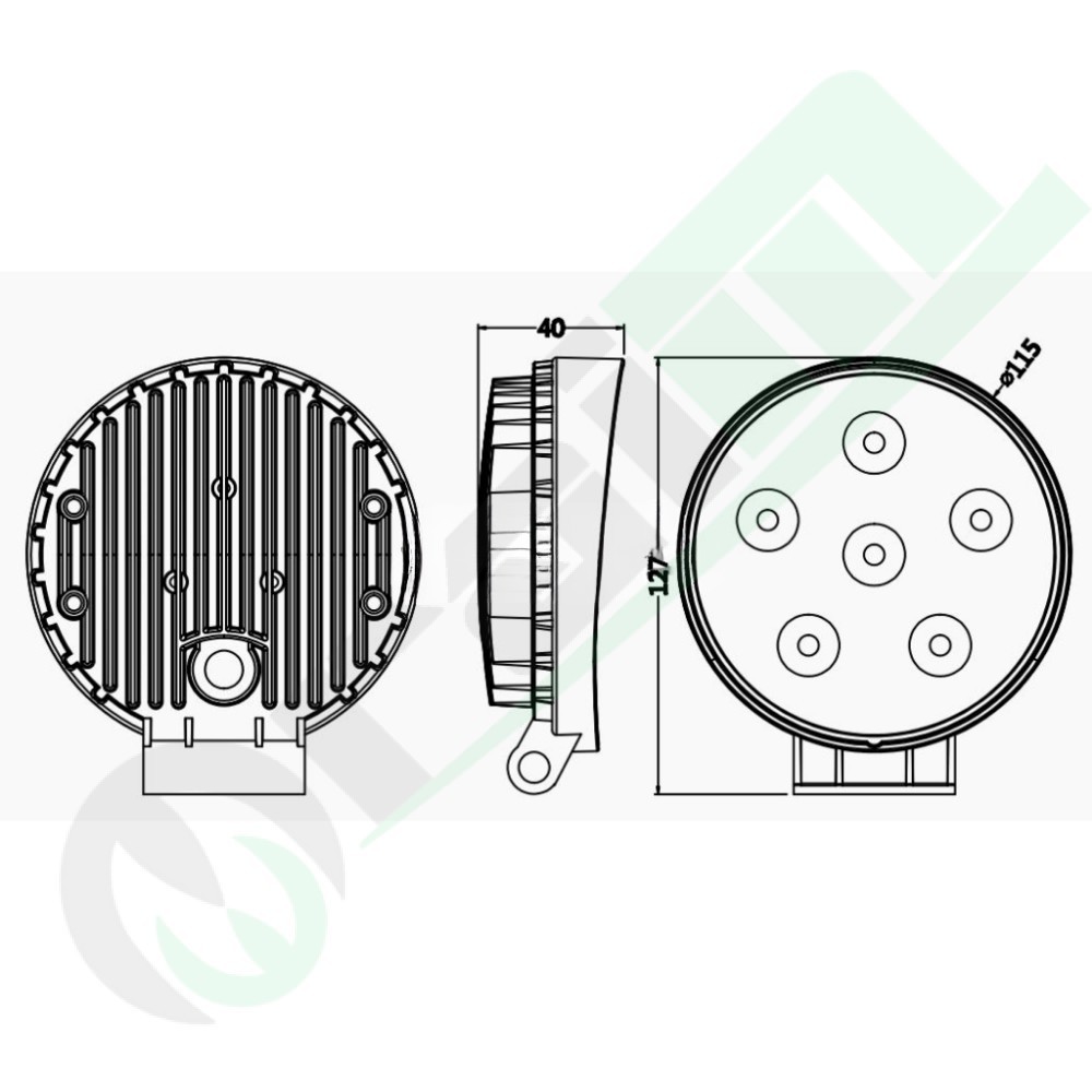 Faro da Lavoro LED 95103 | 18W | 1140 lm | 10-30V | IP67 | Fascio Stretto 30°