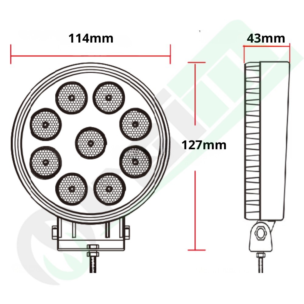 Faro da Lavoro LED Rotondo 95144 | 22W | 1800 lm | IP67 | con Interruttore