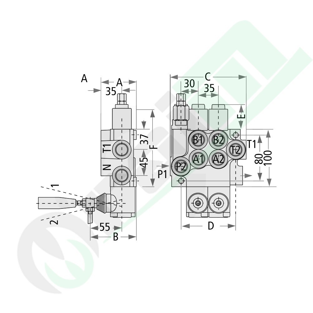 Distributore Idraulico Monoblocco GRANIT Z50 | 1x Doppio Effetto | Posizione Flottante