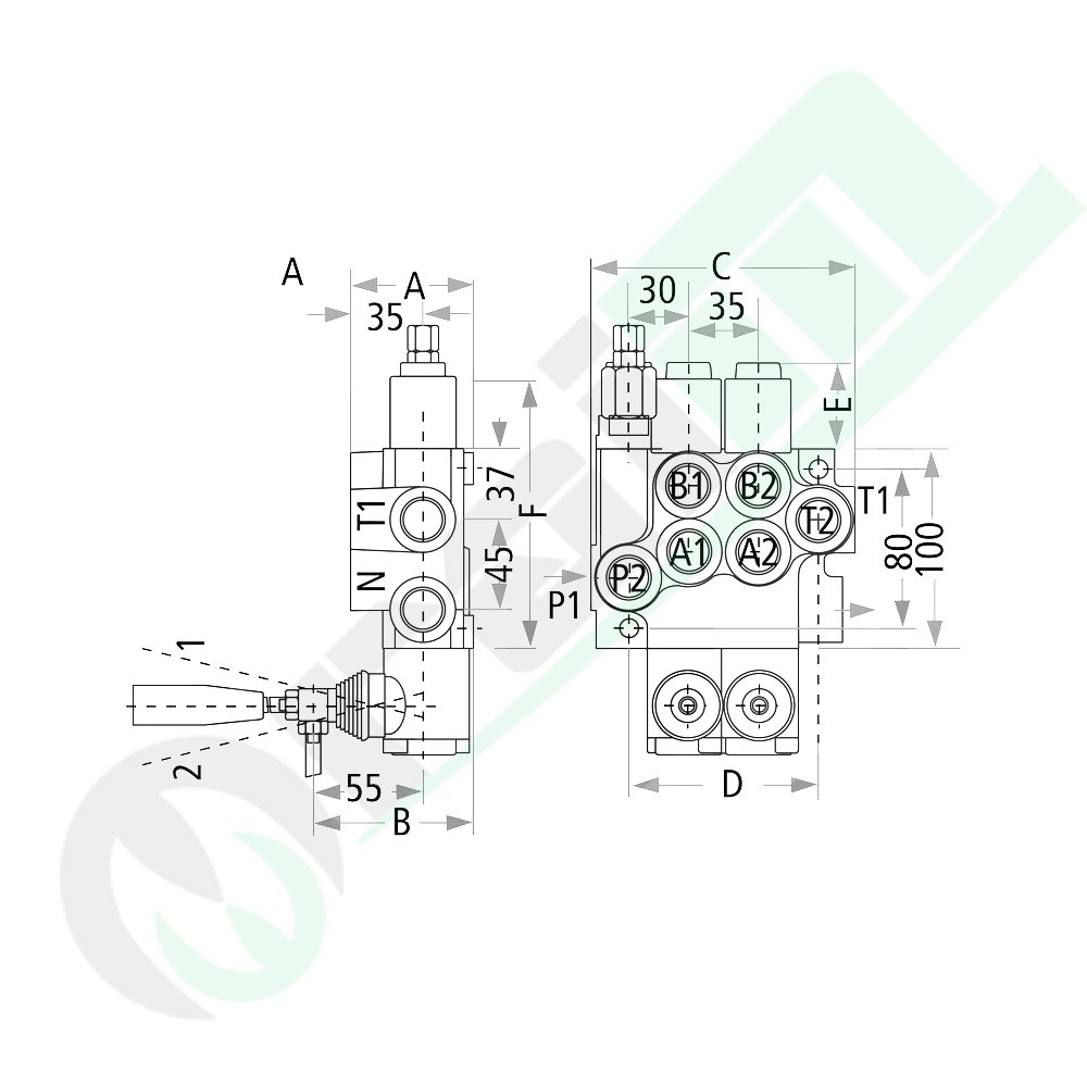 GRANIT Z50 Monoblock Hydraulic Distributor | 1x Single Acting | In-Line Pressure | 40 l/min