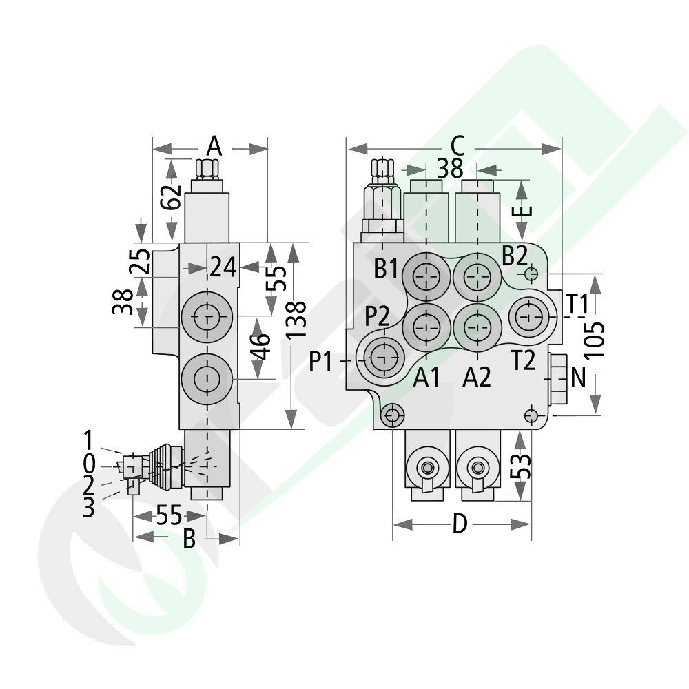 GRANIT Z80 Monoblock Hydraulic Distributor | 1x Double Acting | 80 l/min | 250 bar