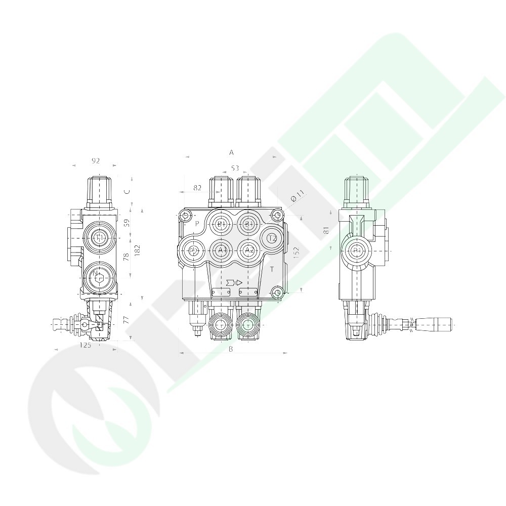 Distributore Idraulico Monoblocco GRANIT P120 | 1x Doppio Effetto | 160 l/min | 250 bar