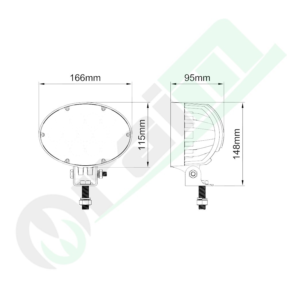 GRANIT Oval LED Work Light 18525255 | 65W | 3800 lm | John Deere | Replaces AL154553
