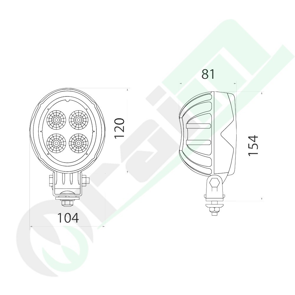 Faro Lavoro LED Ovale GRANIT 7070010252 | 18W | 1200 lm | Lunga Gittata | Per FENDT