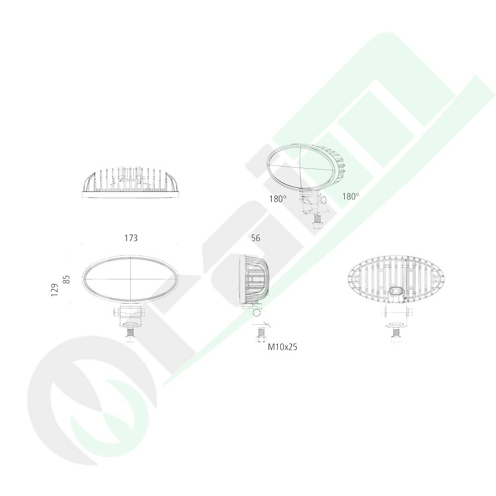 Faro Lavoro LED Ovale GRANIT 11204991 | 70W | 6000 lm | John Deere Serie 6R 7R 8R