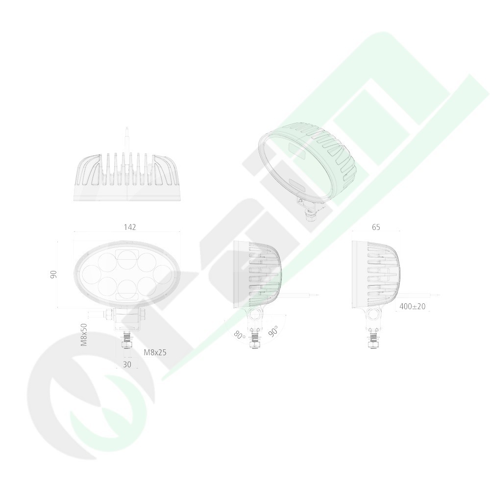 Faro Lavoro LED Ovale GRANIT 7070010442 | 20W | 1520 lm | IP69K | Lunga Gittata