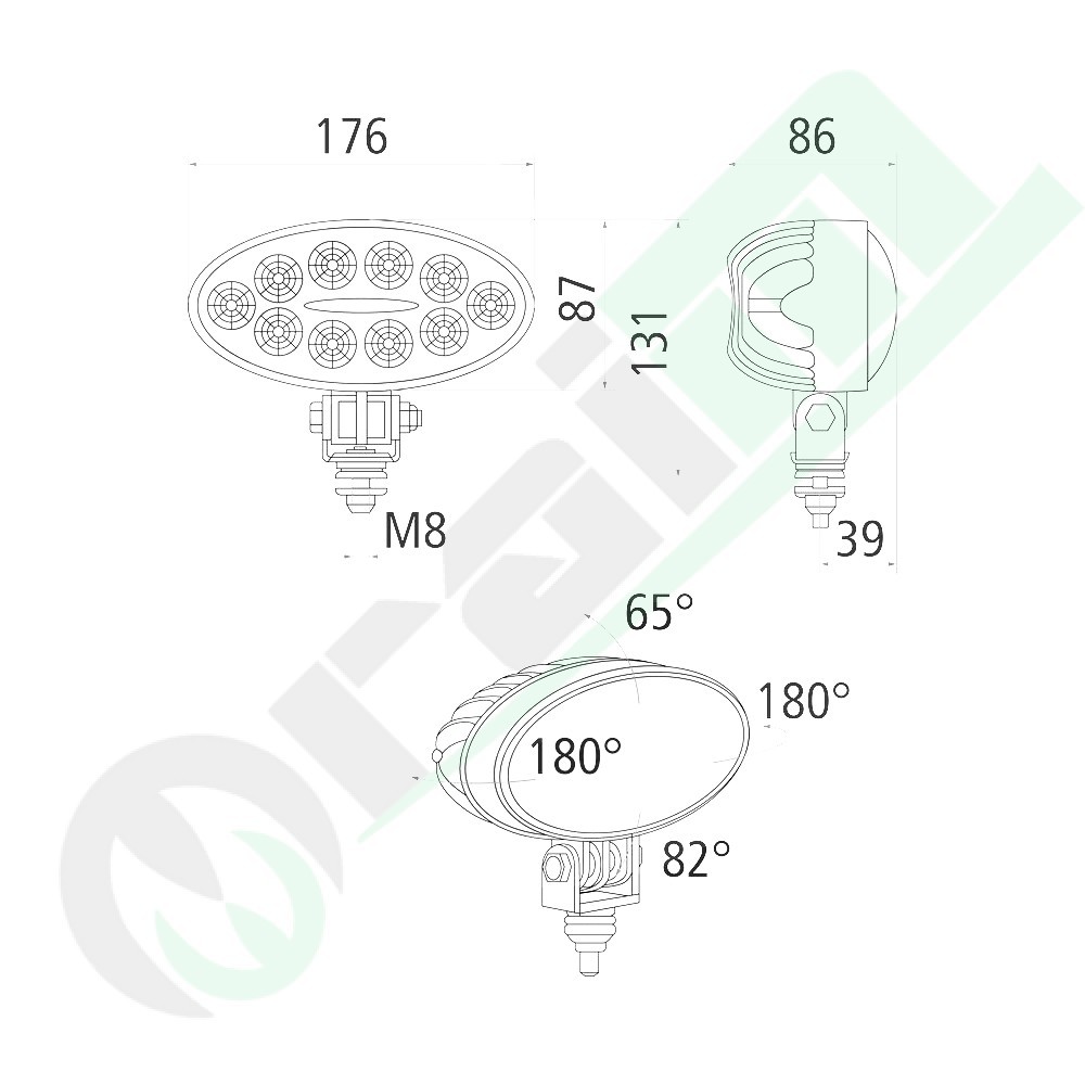 Faro Lavoro LED Ovale GRANIT 70799264 | 35W | 2400 lm | Universale JD FENDT MF SDF