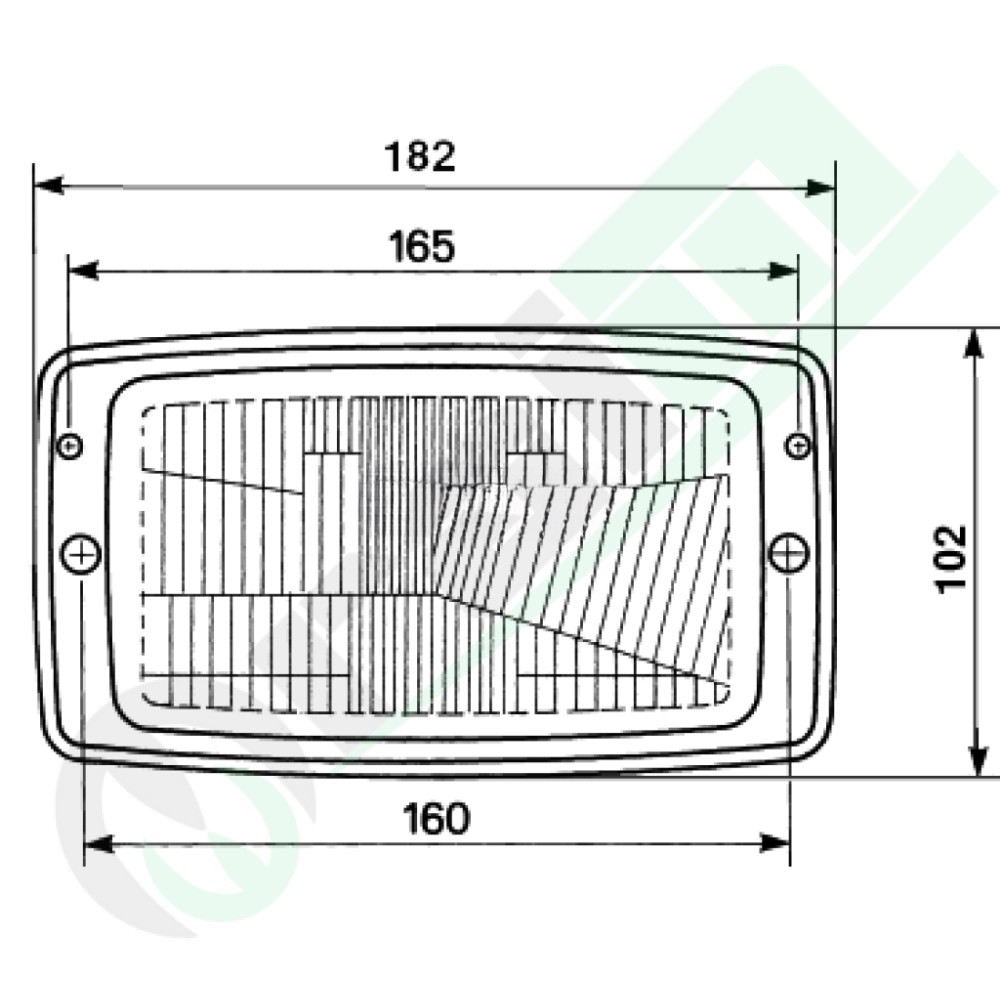Asymmetric 2-Light Front Headlamp with Bezel | Universal Tractor Replacement | Replaces 04434892 36113