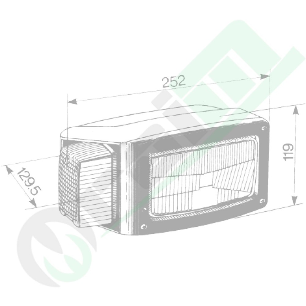 Gruppo Proiettore Anteriore e Direzione SX per Telehandler | Fissaggio Posteriore 62mm | Sostituisce 042815 36938