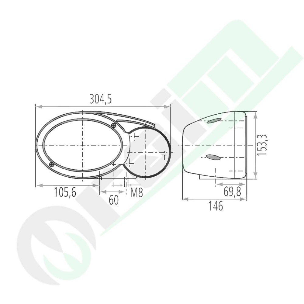 HELLA Left Headlight for Fendt 900 Series | OEM G930900020080 | H4 12/24V | Code 4551EB