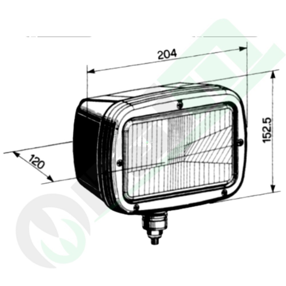 Front Headlight with Swivel Mount Code 36068 for Tractors and Agricultural Machinery