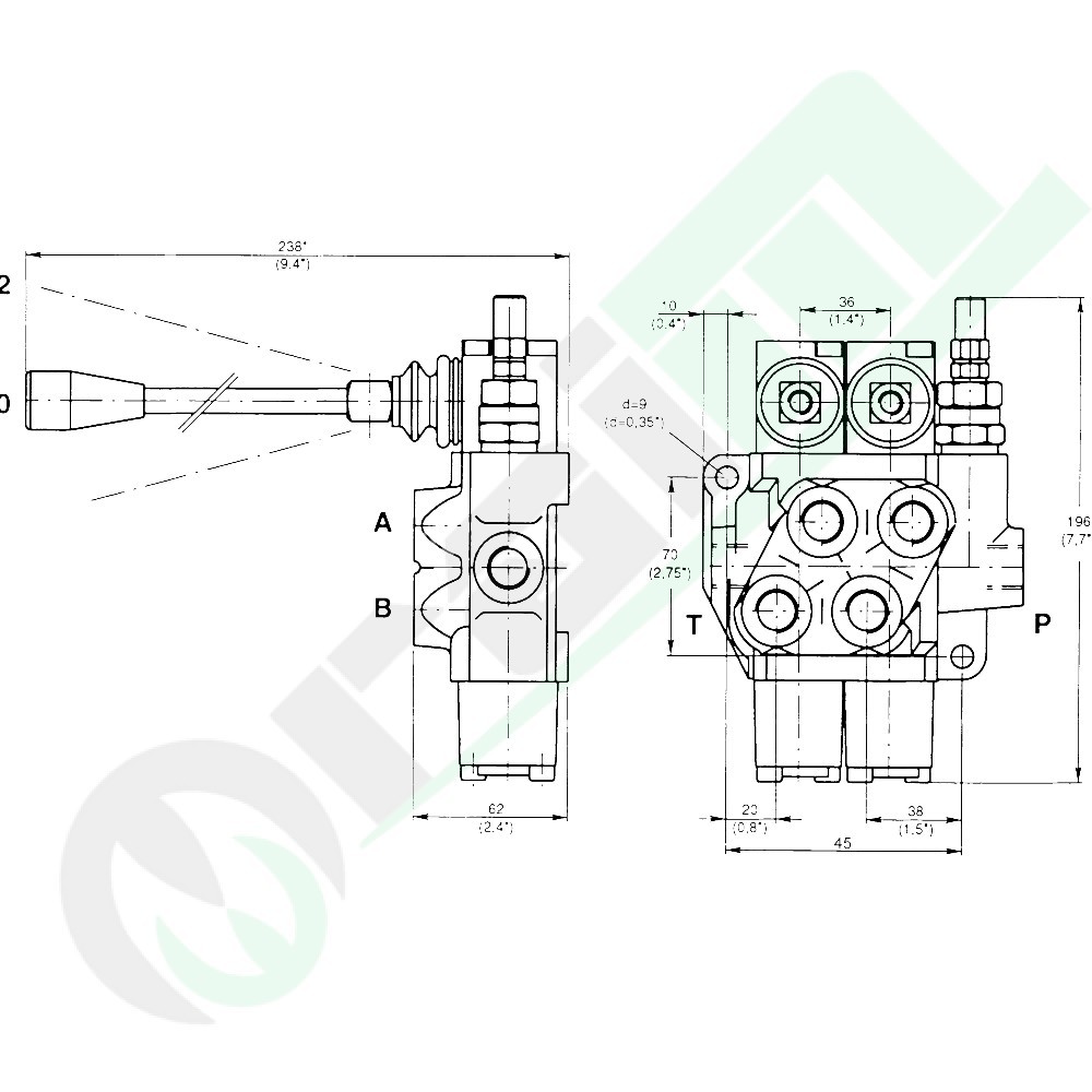 Bondioli & Pavesi MD Hydraulic Valve 1-Bank Double Acting Detent Position B 3/8" Code 81970