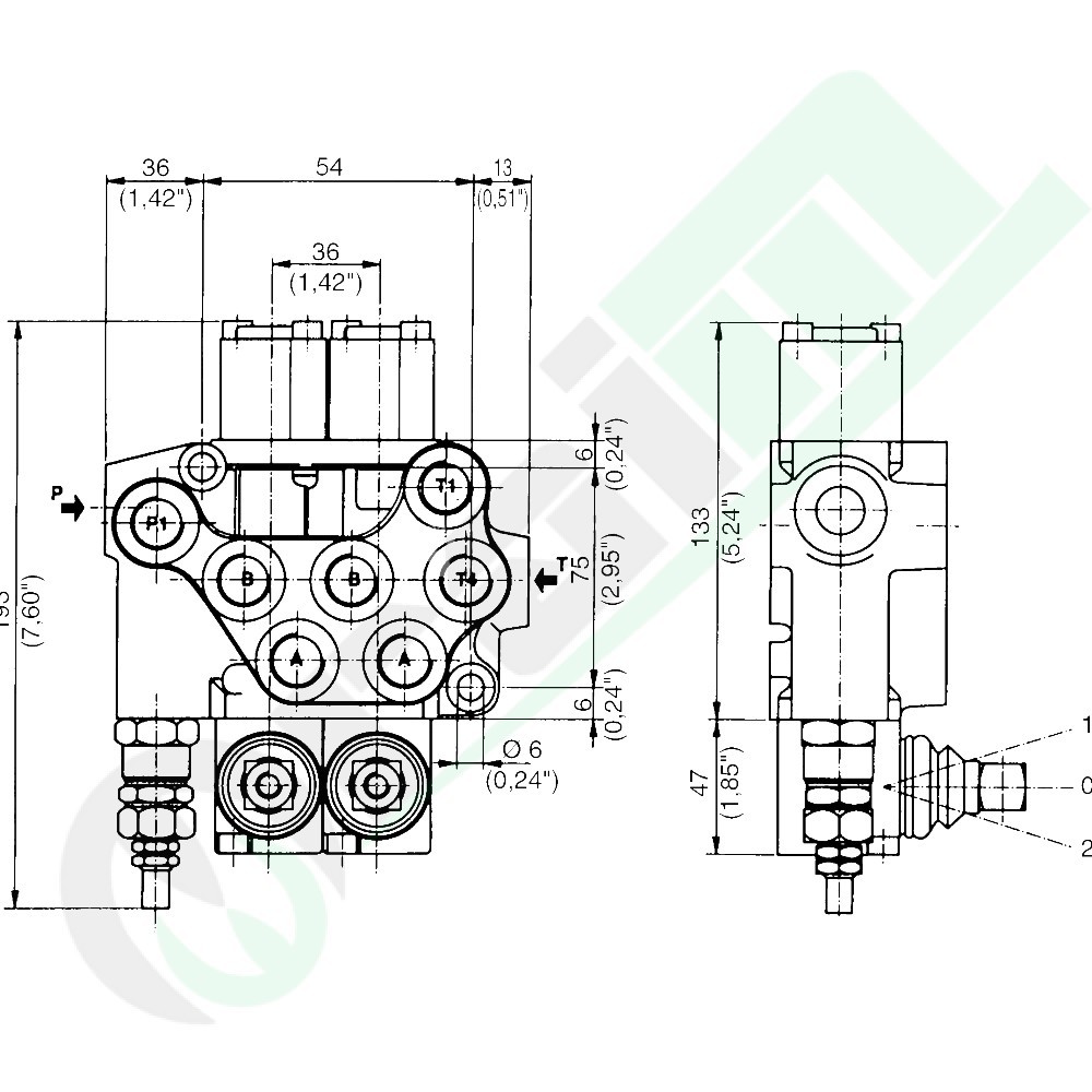 Distributore Oleodinamico ML 1 Leva Doppio Effetto Flottante Predisposto Carry Over 3/8" Gas 40 l/min