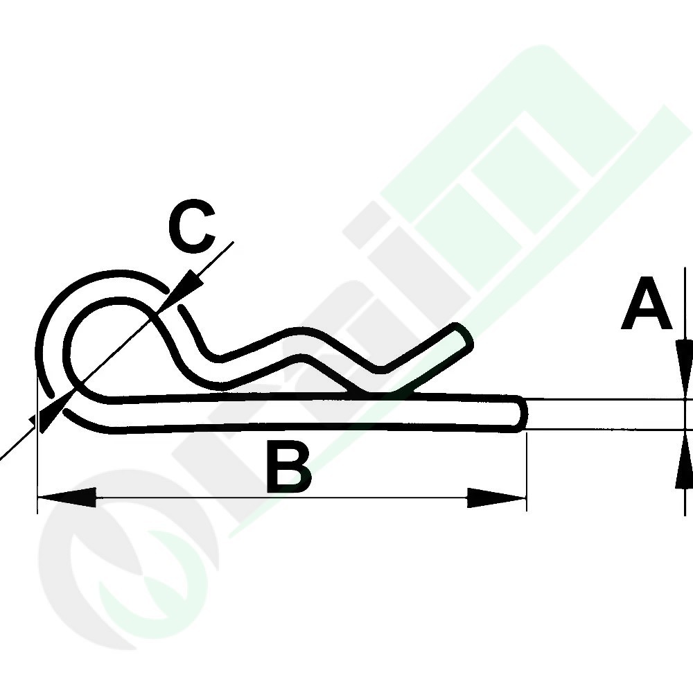 Spring Cotter Pin 3.5x75 mm Zinc Plated for 15-21 mm Pin Diameter