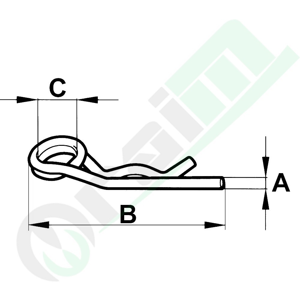 Double Loop Spring Cotter Pin 4x100 mm Zinc Plated for 17-25 mm Pin Diameter