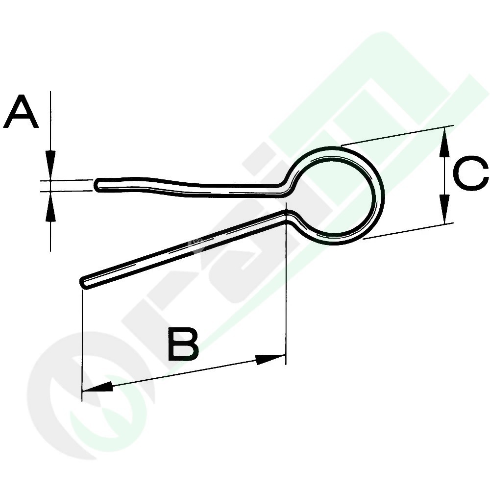 Flat Section Spring Cotter Pin 3x1.5 mm Length 38 mm Zinc Plated