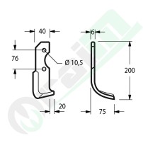 Left Curved Blade 40x6 Barbieri Giaguaro FB1600 56928 | Raim Store