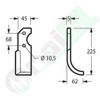 Left Curved Blade 45x5 Barbieri RLG3 Gazzella 56932 | Raim Store