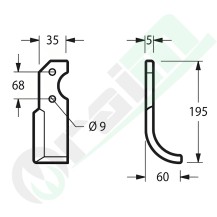 Left Curved Blade 35x5 Barbieri RL A3 Airone 56940 | Raim Store