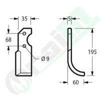 Left Curved Blade 35x5 Barbieri RL A3 Airone 56940 | Raim Store