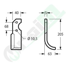 Left Curved Blade 40x5 Barbieri B 80 RL G1 56944 | Raim Store