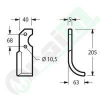 Left Curved Blade 40x5 Barbieri B 80 RL G1 56944 | Raim Store
