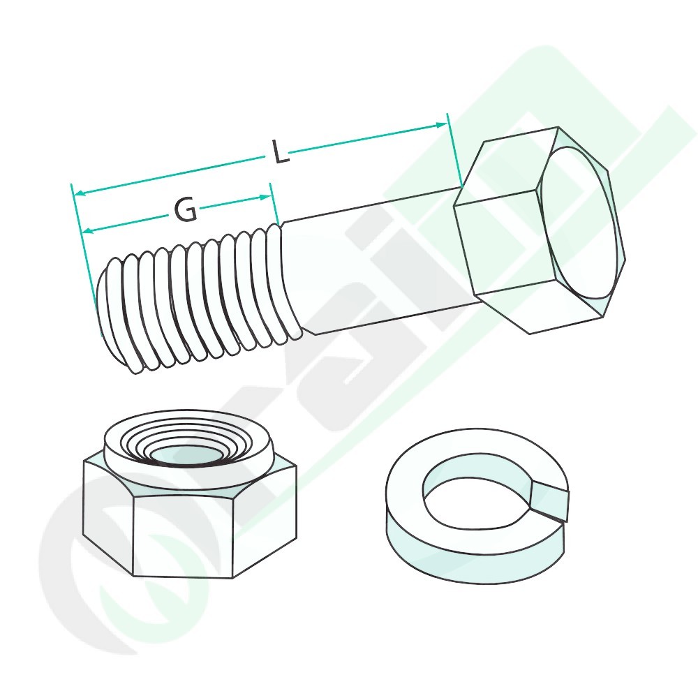 Vite con Dado M10x1 L 35 mm Classe 10.9 per Macchine Agricole - 18030-1035