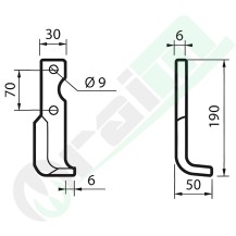 Right-Hand L-Blade Tine 55045 for Breviglieri MM Rotary Tiller Ref. 11076
