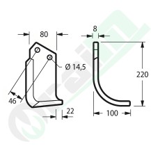 Zappa Curva Destra 55047 per Fresa Breviglieri B3-B4 Dondi Kverneland 30329