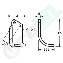 Left-Hand Curved Blade 55541 for Breviglieri B1 Rotary Tiller 8300020
