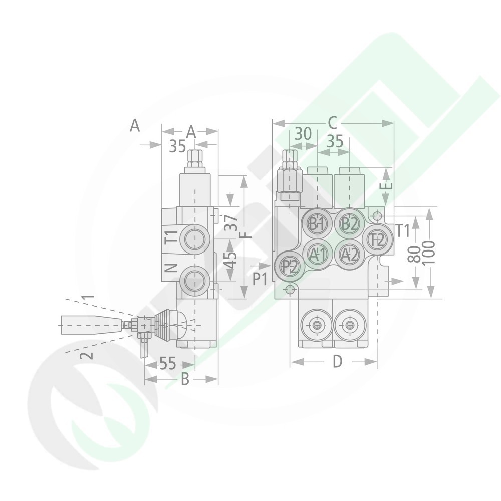 Hydraulic directional valve Z50 7 spool double acting 87000926