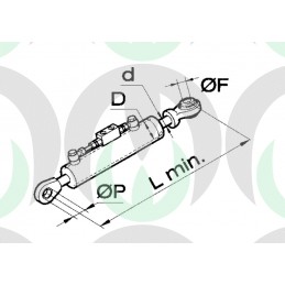 Terzo punto idraulico con valvola di sicurezza e rotula allungata