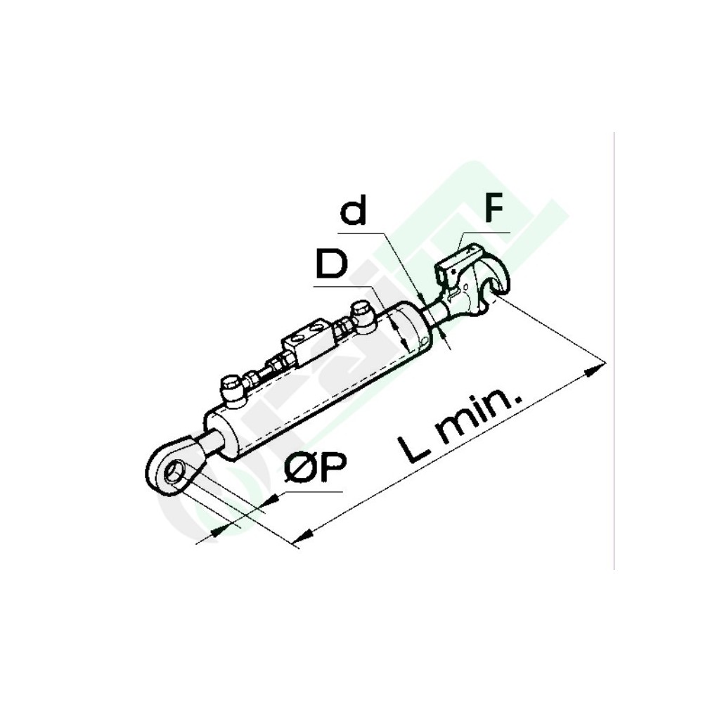 Braccio Terzo Punto Idraulico 780mm Cat. 3 con Gancio Rapido e Valvola Codice 50884