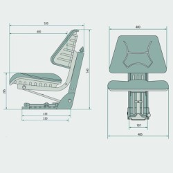 Black PVC seat with mechanical suspension