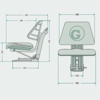 Universal PVC seat with mechanical suspension