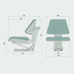 Sedile in PVC Nero con molleggio meccanico Regolazione 5 Posizioni
