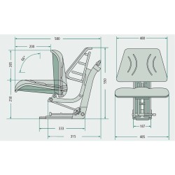 Sedile Reclinabile in PVC Nero con molleggio Meccanico