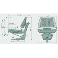 Black PVC seat with mechanical suspension and automatic belt