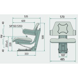 Sedile in PVC Nero con molleggio Meccanico regolabile 5 Posizioni