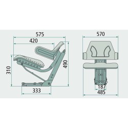 Sedile in PVC Giallo Tipo John Deere con molleggio meccanico supporto inclinato