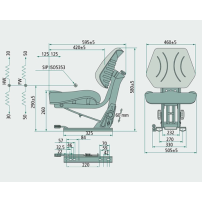 Black PVC seat with mechanical suspension and long backrest