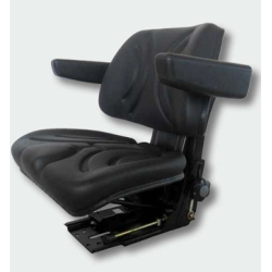 Sedile in PVC Nero con molleggio meccanico e Braccioli