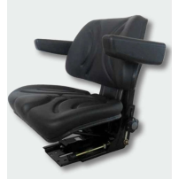 Black PVC seat with mechanical suspension and armrests