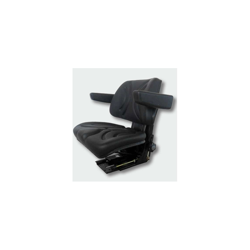 Black PVC seat with mechanical suspension and armrests