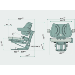 Black PVC seat with mechanical suspension, armrests and automatic belt