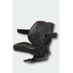 Sedile in PVC Nero con molleggio meccanico e Braccioli
