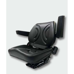 Sedile in PVC Nero con molleggio meccanico, braccioli e cintura automatica