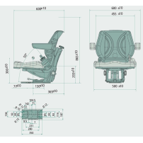 Black PVC seat with mechanical suspension, armrests and automatic belt